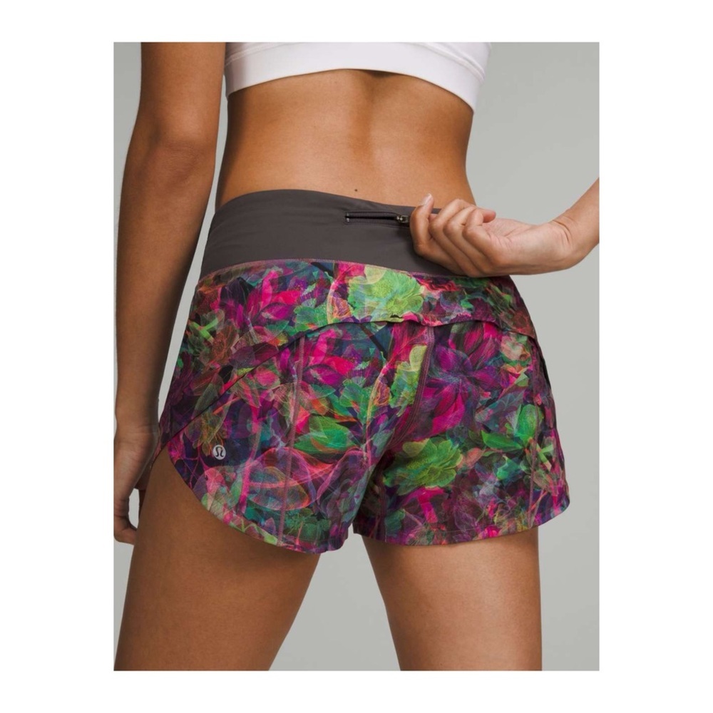 Lululemon Speed Up Mid-Rise shorts neon floral 0